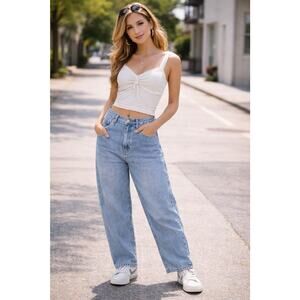 Vintage Bonjour 90s Y2K High Waist Straight Leg Mom Jeans Blue Sz 12P 26x26 EUC